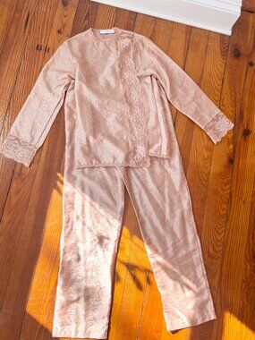 1950s Peach Satin pajama set size small